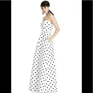 Alfred Sung Strapless Gown Polka Dots